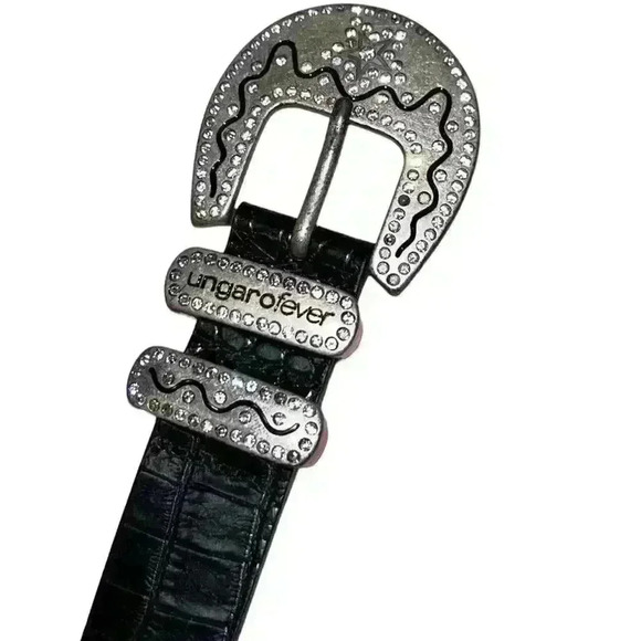 Ungaro Fever Vintage Authentic Italian Diamond Star Leather Belt - Picture 2 of 8